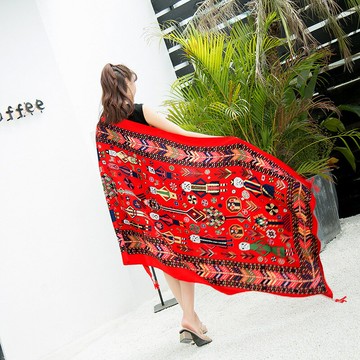 圍巾女民族風超大防曬披肩夏季薄款外搭絲巾海邊防曬百搭紗巾 鑫弘-素時衣櫥