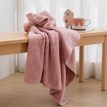 送禮首選-法蘭絨毛毯/霧粉(80x100cm)