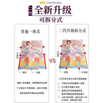全新升級拆分式旅行隔臟睡袋旅行睡袋旅游床單加厚雙人防臟被套