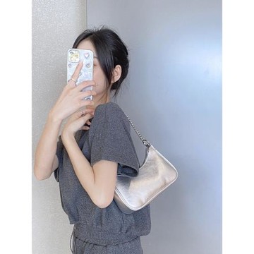 法國FMKDA鏈條腋下包女2025新款高級感真皮月牙包百搭單肩斜挎包