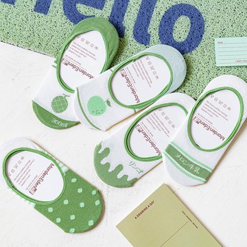 夏季薄款淺口綠色隱形襪 小清晰百搭女襪 日系校園文藝風襪子 矽膠防滑學生襪