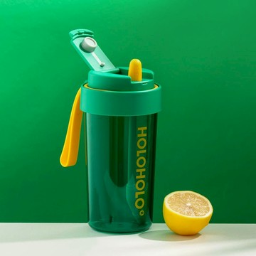 Holoholo｜Jump Cup 跳跳吸管杯 背帶組合（600ml / 6色） 跳跳綠X黃背帶