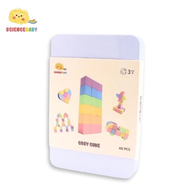 【贈磁吸眼睛-2/28】ScienceBaby 棉花糖磁吸方塊40PCS(附外出鐵盒)磁力積木 磁吸積木 隨身磁力積木