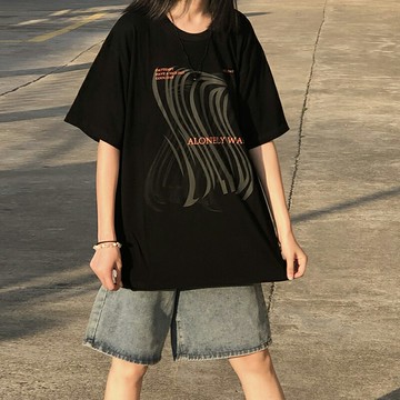 美式高街短袖T恤女夏2022寬松韓版ins潮牌原宿bf風別致半袖上衣服