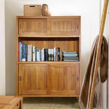 【吉迪市100%全柚木家具】RPBC004A 柚木拉門多層收納櫃 置物櫃