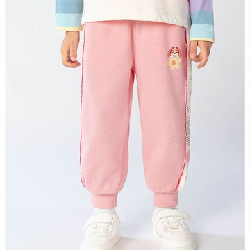 人氣卡通 - 卡通汪汪隊側拼接字母印花休閒長褲-卡通人物天天-粉色