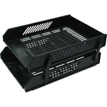 【史代新文具】龍和 DR-402 380x280x170mm 黑 B4活動式二層公文架