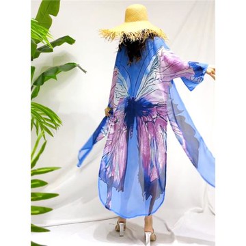夏季防曬衣仙女中長款雪紡開衫薄外套披肩沙灘裙外搭三亞海邊罩衫