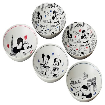 maebata 陶瓷五入盤  1組  直徑14 x 高4.5cm  米奇 白色