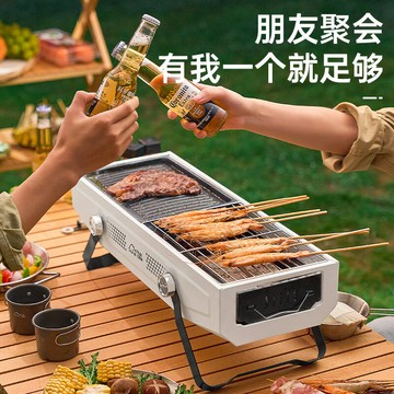 戶外烤爐 探露戶外燒烤架燒烤爐家用燒烤無煙工具用品烤肉爐子烤串爐加厚-快速出貨