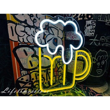 【時光生活】現貨 超大杯啤酒 LED 霓虹燈 usb燈 燈箱拍照道具招牌霓虹訂製禮物禮品生日禮物廣告霓虹燈家用酒吧啤酒