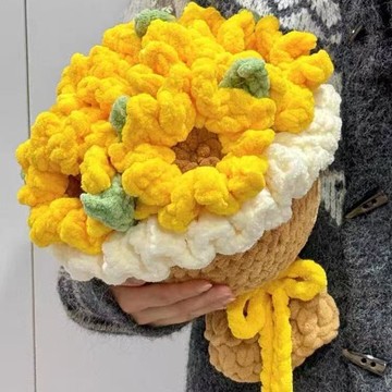 隔日💥冰條線向日葵毛線花束手工diy手捧花編織自制鉤針禮物女友材 料手