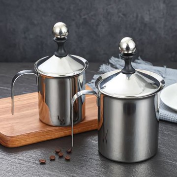 雙層不銹鋼打奶泡器手動抽打器冰冷牛奶打泡器咖啡打發杯奶泡機