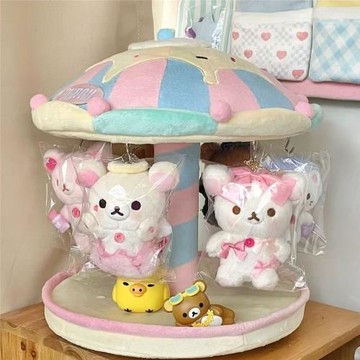 bunnu旋轉娃屋同款旋轉木馬旋轉小屋棉花娃娃屋手動旋轉毛絨娃屋