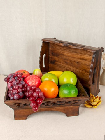 泰國實木果盤家用高端大氣客廳茶幾零食擺盤木質復古新中式水果盤