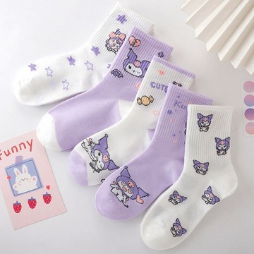 桃園倉庫🐱庫洛米兒童襪子秋冬季中筒卡通可愛女童中大童學生青少年長襪