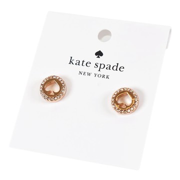 KATE SPADE 縷空桃心水鑽針式耳環-玫瑰金