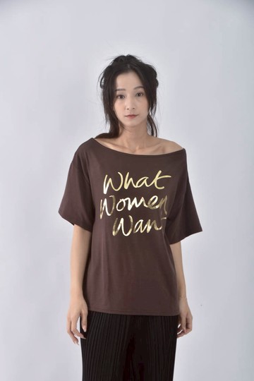 (L) jcme字母棕色短袖上衣