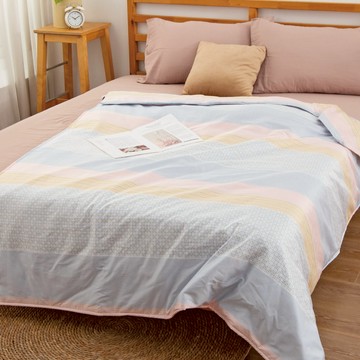 美國棉印花純棉涼被(甜美線條)-150X190CM