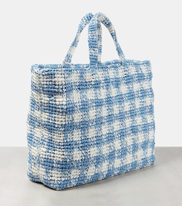 Prada Logo raffia-effect shopper