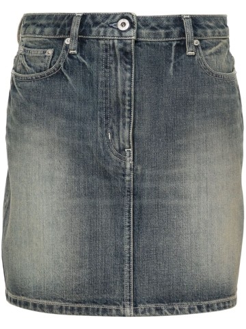 Kenzo - logo-embroidered cotton miniskirt - women - Cotton/Polyester/Polyester/Cotton - 30 - Blue
