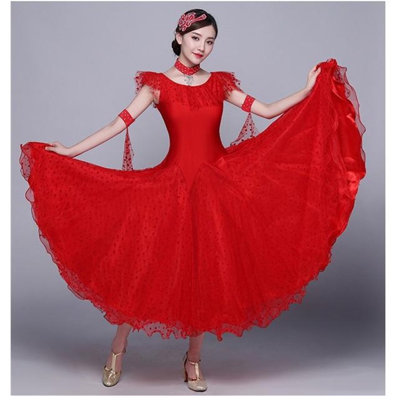 赤いドレス（クリスマスドレス、ラテンドレス） 社交ダンス 衣装