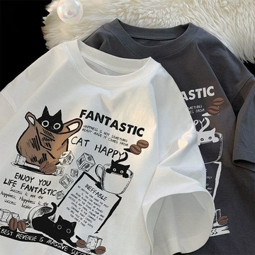 買一送一】短袖t恤男夏季新款潮牌美式上衣服寬鬆青少年男生半袖