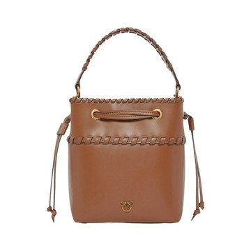 PINKO SECCHIELLO MINI VITELLO SETA + 單肩背包 棕色女款包包