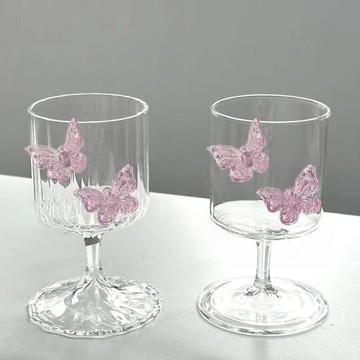 原創設計師款高腳杯ins高顏值蝴蝶酒杯蝴蝶水杯香檳酒杯雞尾酒杯