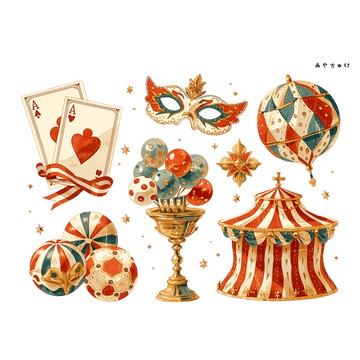 【6 月新品】20-134-0308 剪裁用紙 馬戲團風格