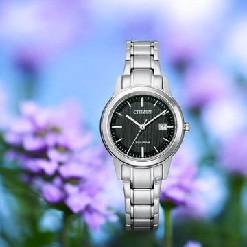 CITIZEN 星辰 光動能 黑色經典簡約百搭女錶-FE1081-67E