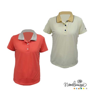 namelessage無名世代女款甲殼素POLO衫(珊瑚紅/淺黃)_61W704