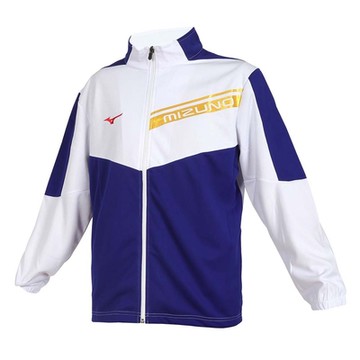 MIZUNO 男針織運動外套-休閒 慢跑 抗UV 32TCB53201 白藍紅金