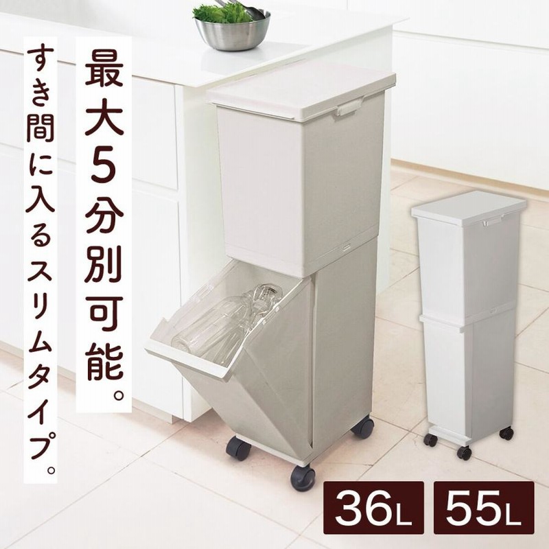 スリム分別ペール2段(55L) ゴミ箱 ごみ箱 ペール ダストボックス