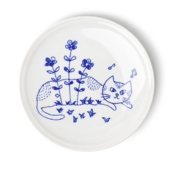 日本製 美濃燒 貓咪餐盤(花園貓) 14.5cm 甜點盤 蛋糕盤 邊盤 中型盤【南風百貨】