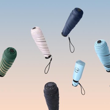 超輕防曬拇指傘禮品口袋傘手動5骨折疊防紫外線遮陽傘黑膠晴雨傘