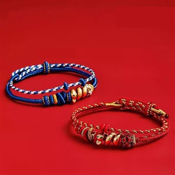 【米蘭精品】編織手鍊手工手繩-捲捲蛇沙金金蛇送福女飾品2色74kj3