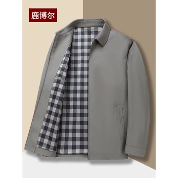 中年男士夾克商務休閑春秋薄款翻領中老年上衣40歲50爸爸春裝外套