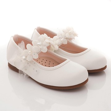 台灣製蕾絲花朵公主鞋(中小童段)-公主鞋-白