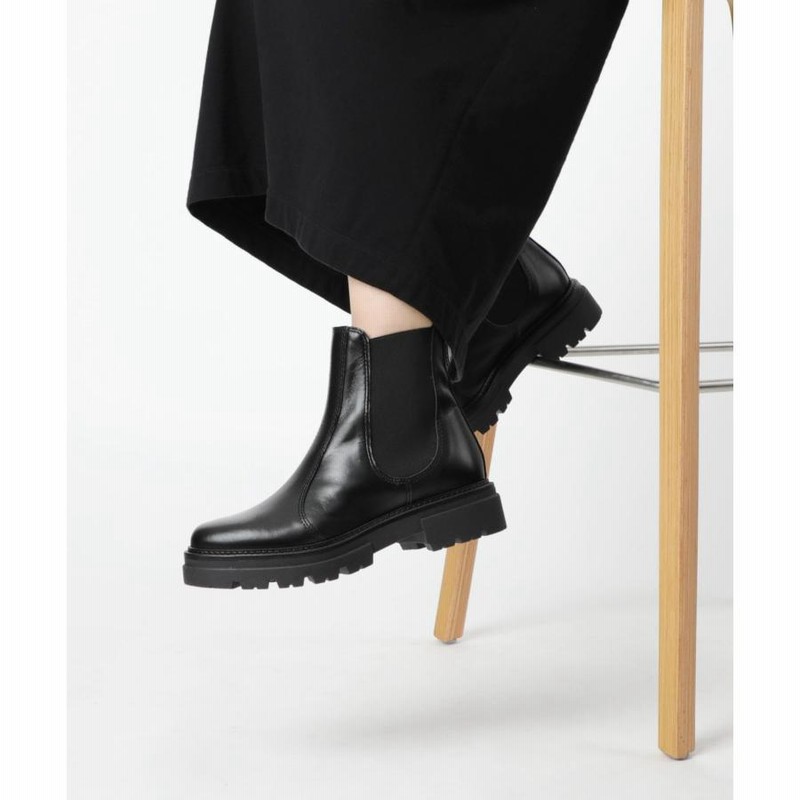 エネス ENESS ST-7927 (1) ブーツ レディース シューズ サイドゴア レザー ミドル丈 チェルシーブーツ 革靴 黒 Nappa Suede Chelsea Boots ブラック 22.5〜24.5cm