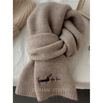 安可拉紅色圍巾女冬季百搭高級感中國紅年會送禮加厚雙面保暖圍脖