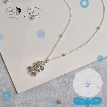 二毛銀 x 食菇 【花花狗-項鍊】正反面皆有圖案