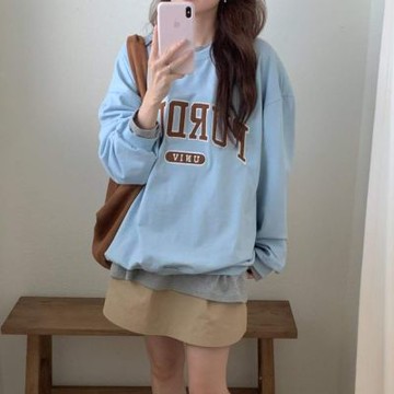 正韓女上衣 麂皮刺繡長袖T恤CPC1061-創翊韓都