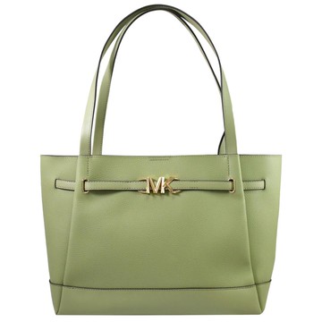 MICHAEL KORS Reed 金屬LOGO皮革拼接肩背托特包.綠