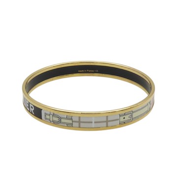 【二手名牌BRAND OFF】HERMES 愛馬仕 皮帶圖案 琺瑯 SELLIER 手環