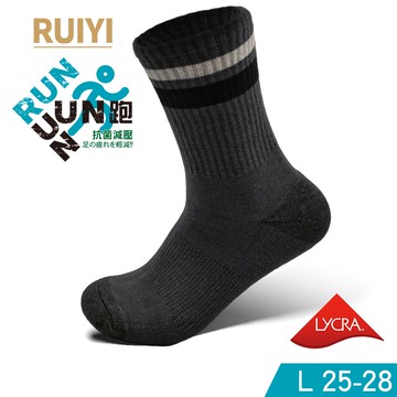 RUIYI抗菌條紋氣墊長襪A款-R9002L深灰