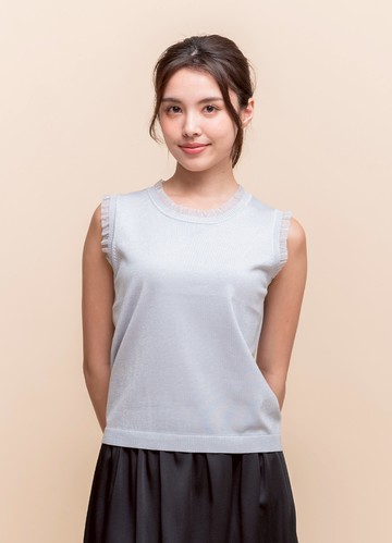 亮感輕耀荷葉飾針織無袖背心