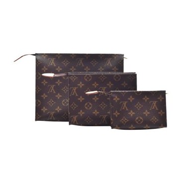 LV M47195經典Trio Toilet Pouch系列Monogram帆布三合一手拿收納包(棕色)