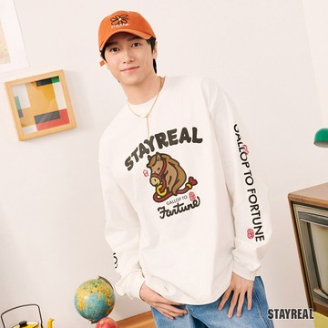 STAYREAL 好運馬上來長T - 米白