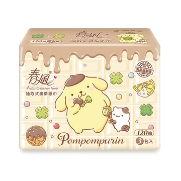 【春風】布丁狗抽取式廚房紙巾120抽x3包x4串